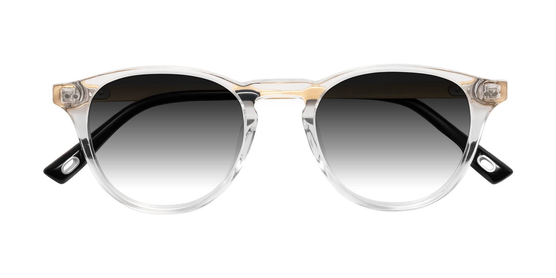 Folded Front of Orkid in Clear/Gold with Gray Gradient Lenses