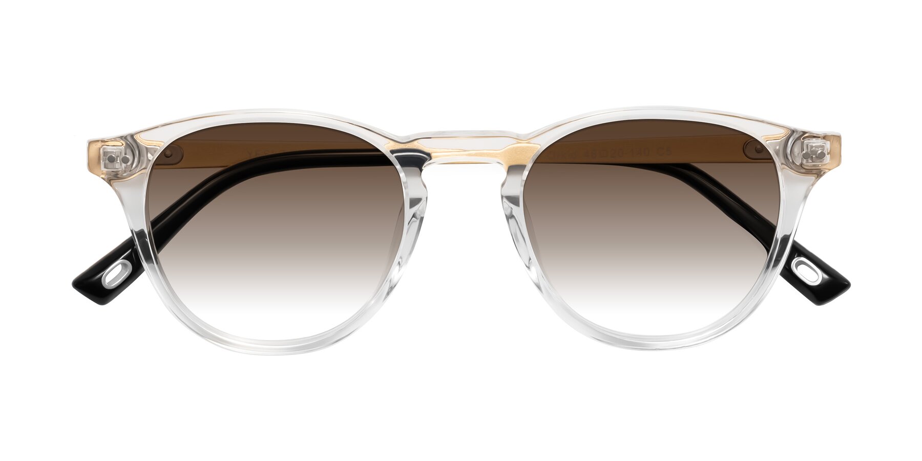 Folded Front of Orkid in Clear/Gold with Brown Gradient Lenses