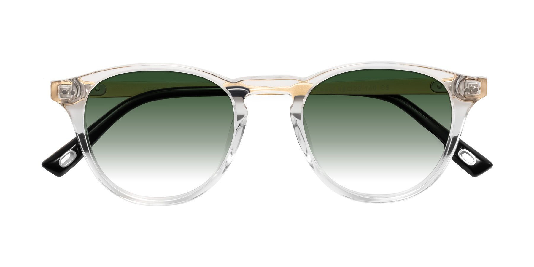 Folded Front of Orkid in Clear/Gold with Green Gradient Lenses