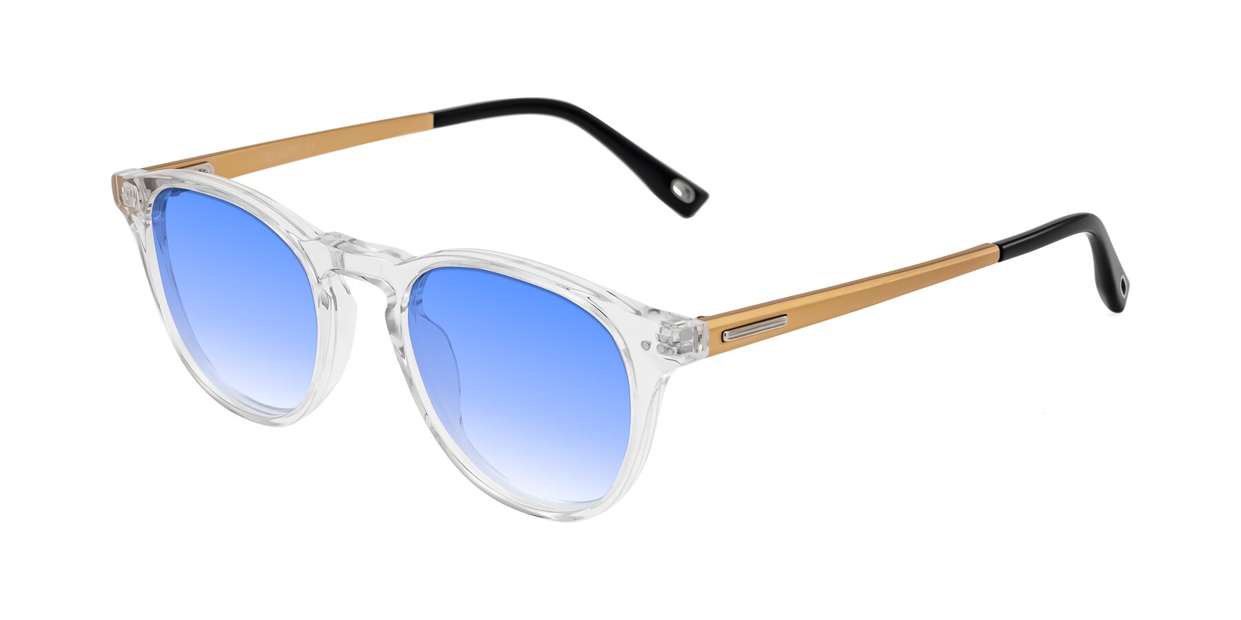 Angle of Orkid in Clear/Gold with Blue Gradient Lenses