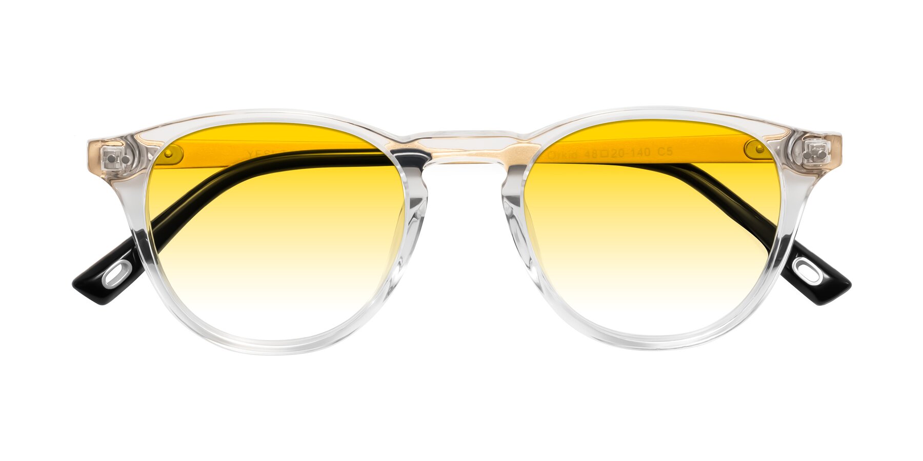 Folded Front of Orkid in Clear/Gold with Yellow Gradient Lenses
