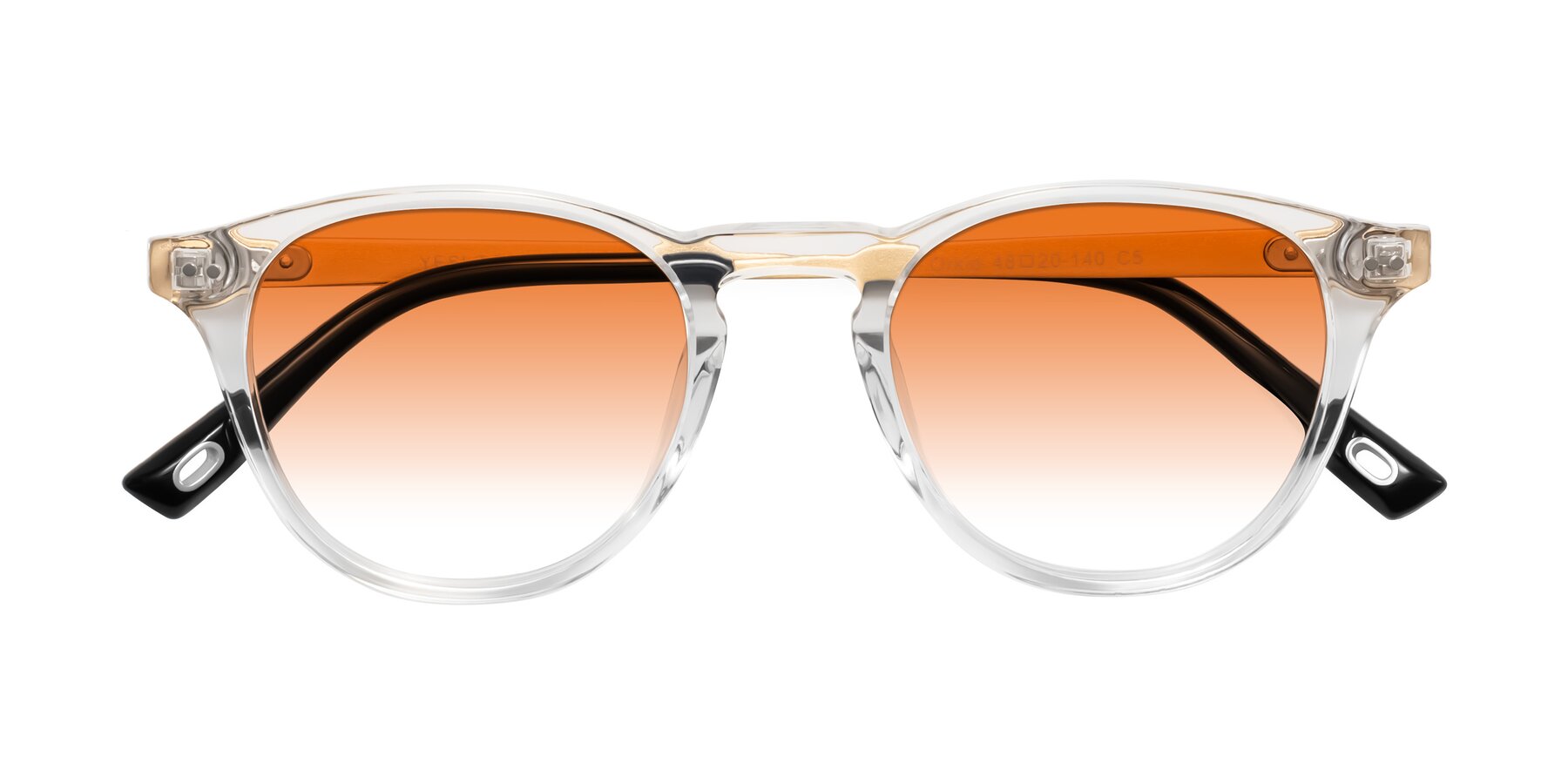 Folded Front of Orkid in Clear/Gold with Orange Gradient Lenses