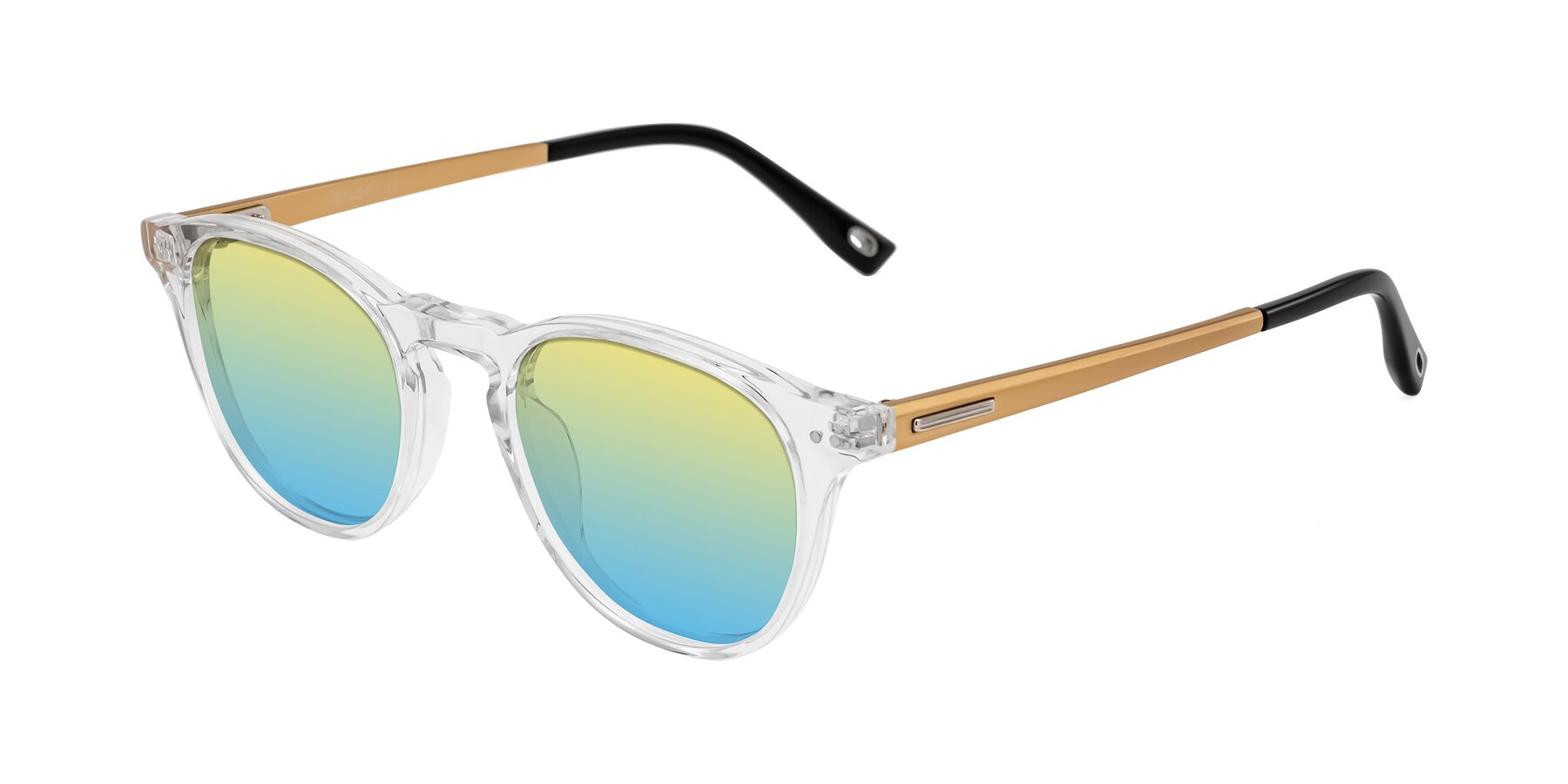 Angle of Orkid in Clear/Gold with Yellow / Blue Gradient Lenses