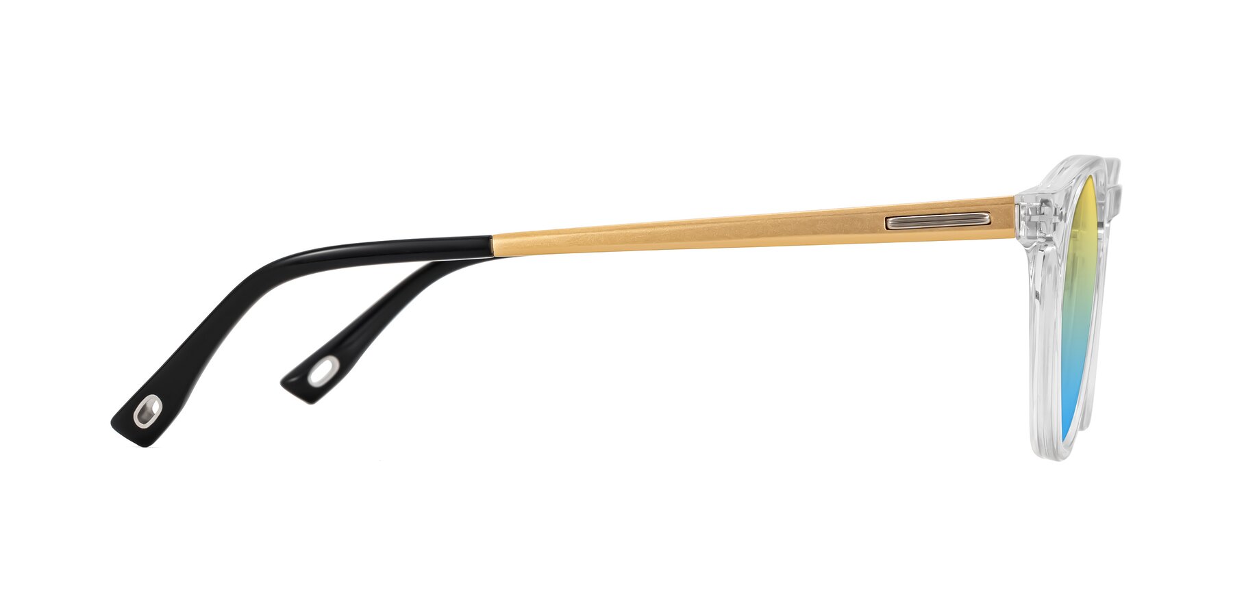 Side of Orkid in Clear/Gold with Yellow / Blue Gradient Lenses