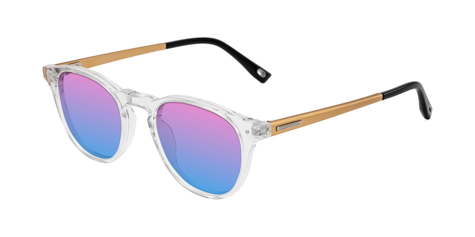 Angle of Orkid in Clear/Gold with Pink / Blue Gradient Lenses