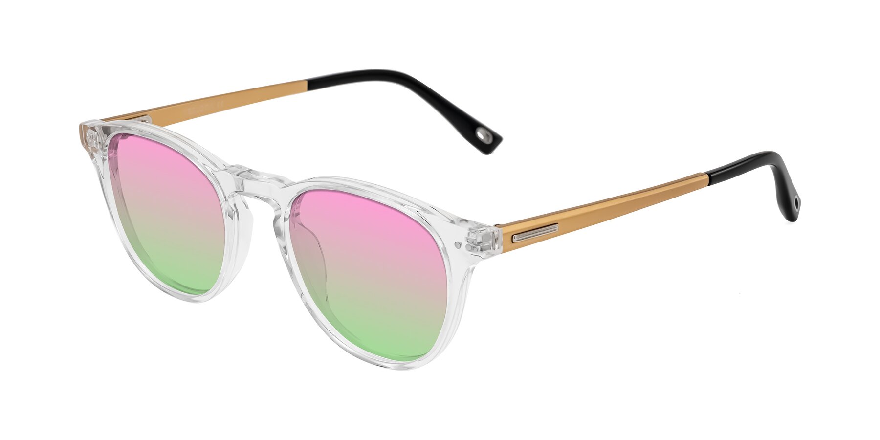 Angle of Orkid in Clear/Gold with Pink / Green Gradient Lenses