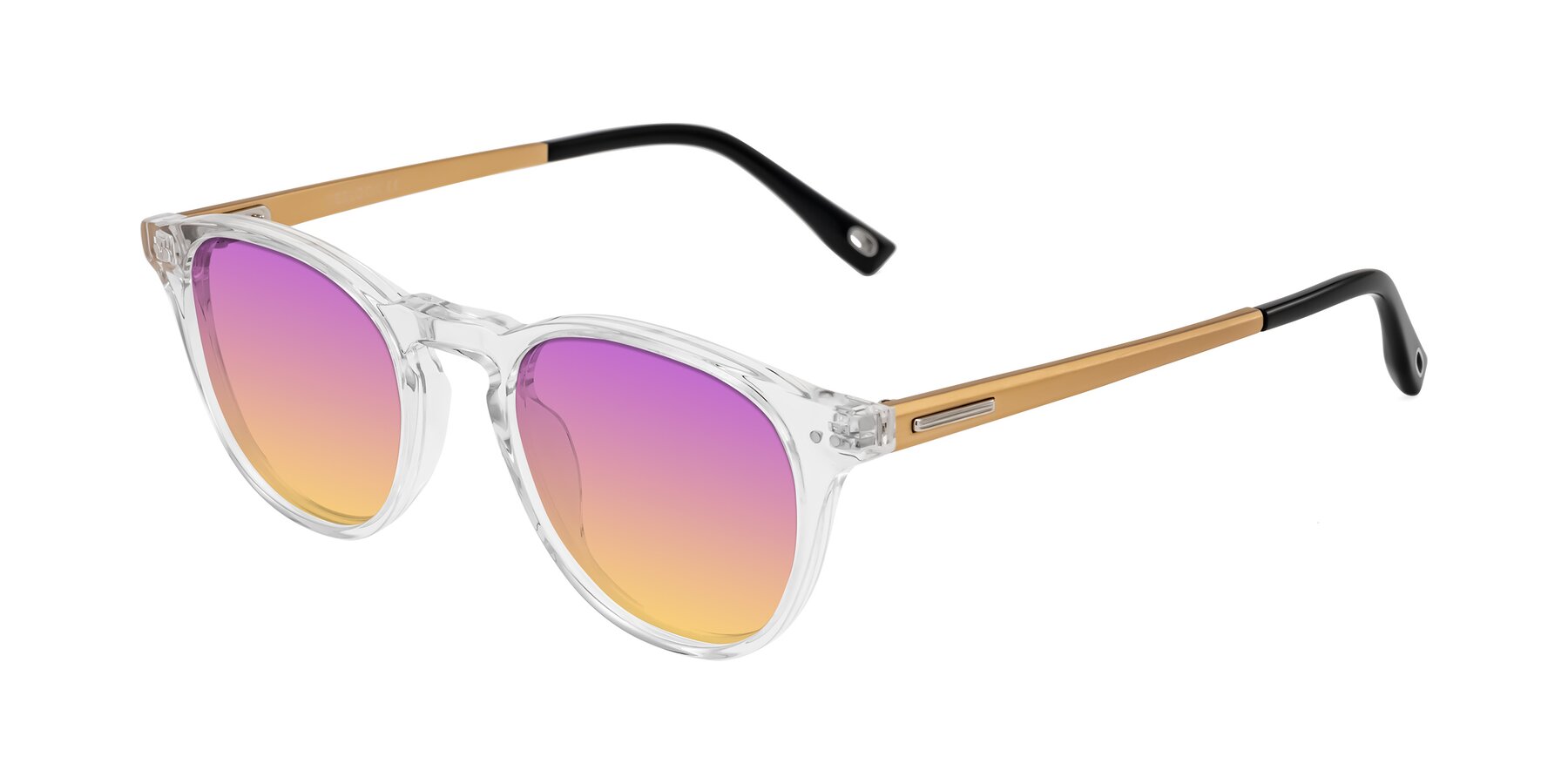 Angle of Orkid in Clear/Gold with Purple / Yellow Gradient Lenses