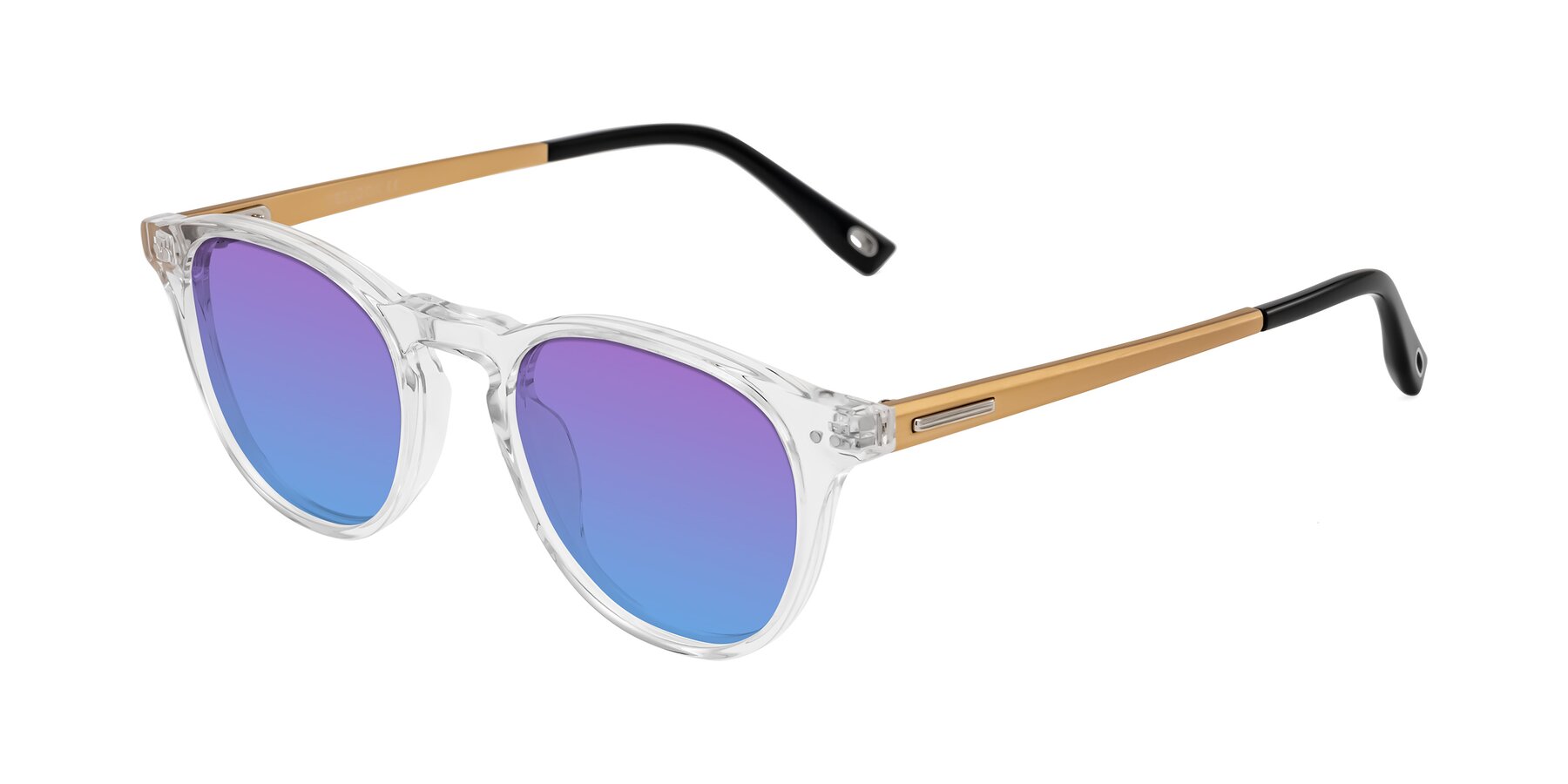 Angle of Orkid in Clear/Gold with Purple / Blue Gradient Lenses