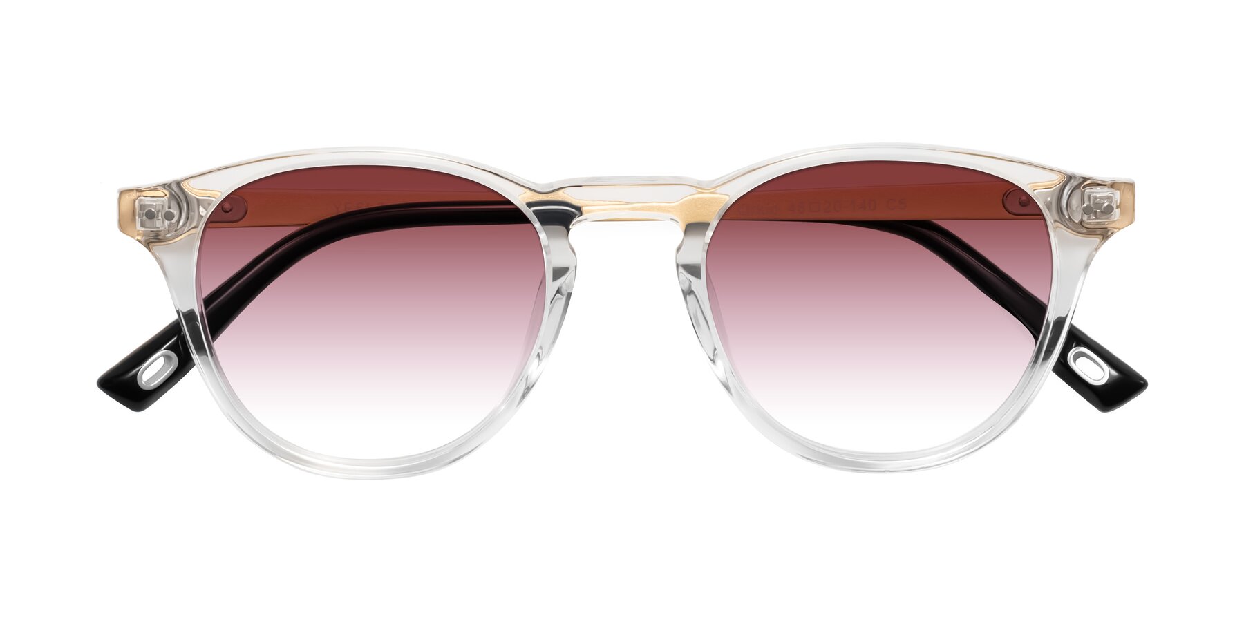 Folded Front of Orkid in Clear/Gold with Garnet Gradient Lenses