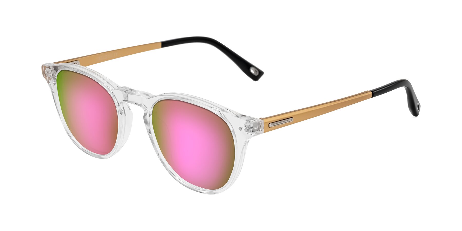 Angle of Orkid in Clear/Gold with Pink Mirrored Lenses