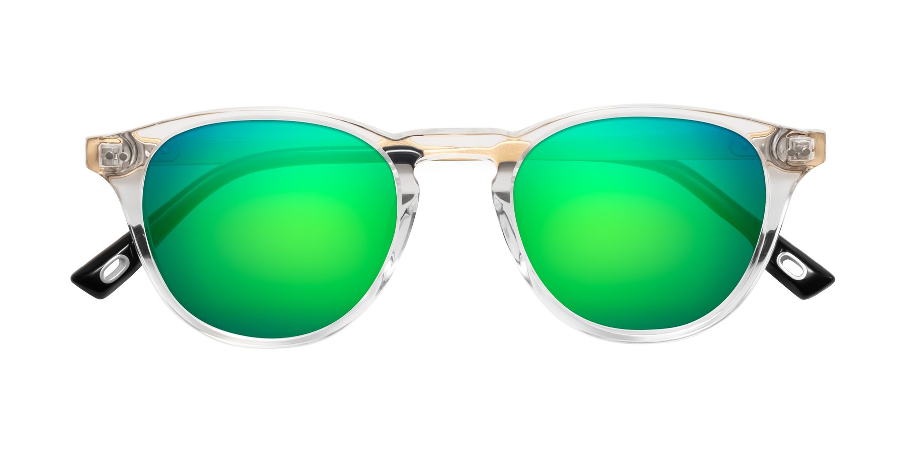 Folded Front of Orkid in Clear/Gold with Green Mirrored Lenses