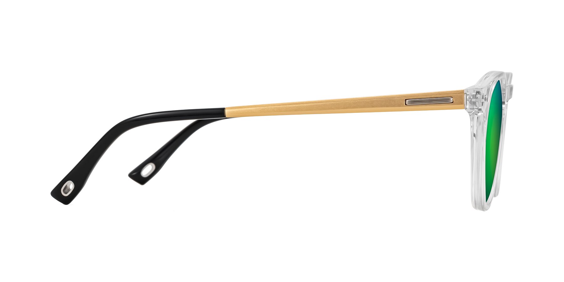 Side of Orkid in Clear/Gold with Green Mirrored Lenses