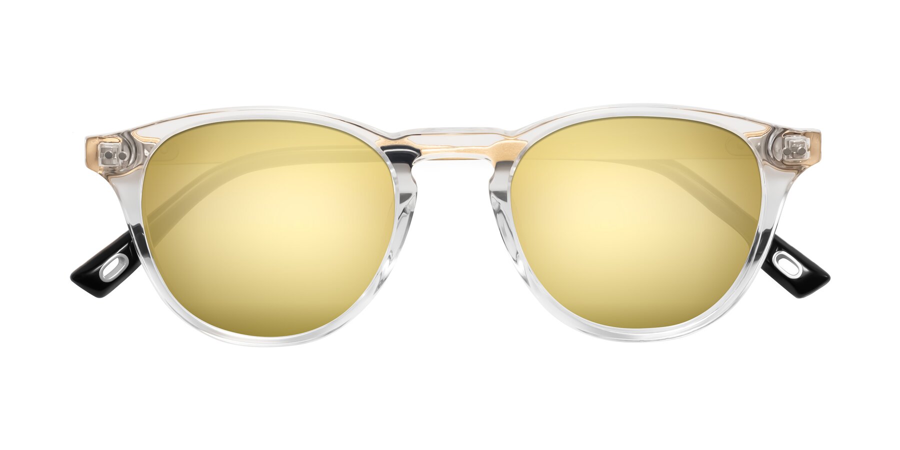 Folded Front of Orkid in Clear/Gold with Gold Mirrored Lenses