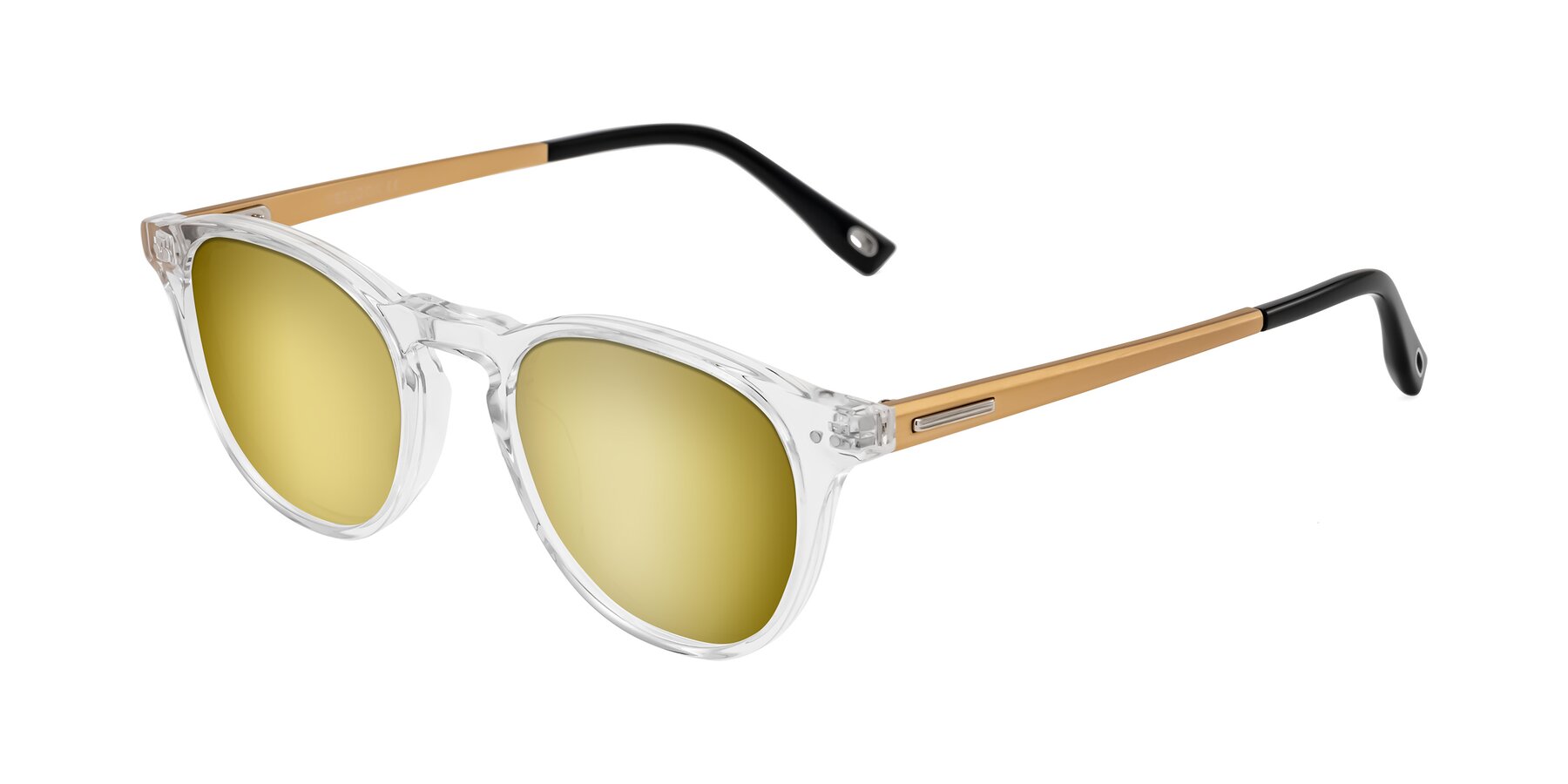 Angle of Orkid in Clear/Gold with Gold Mirrored Lenses