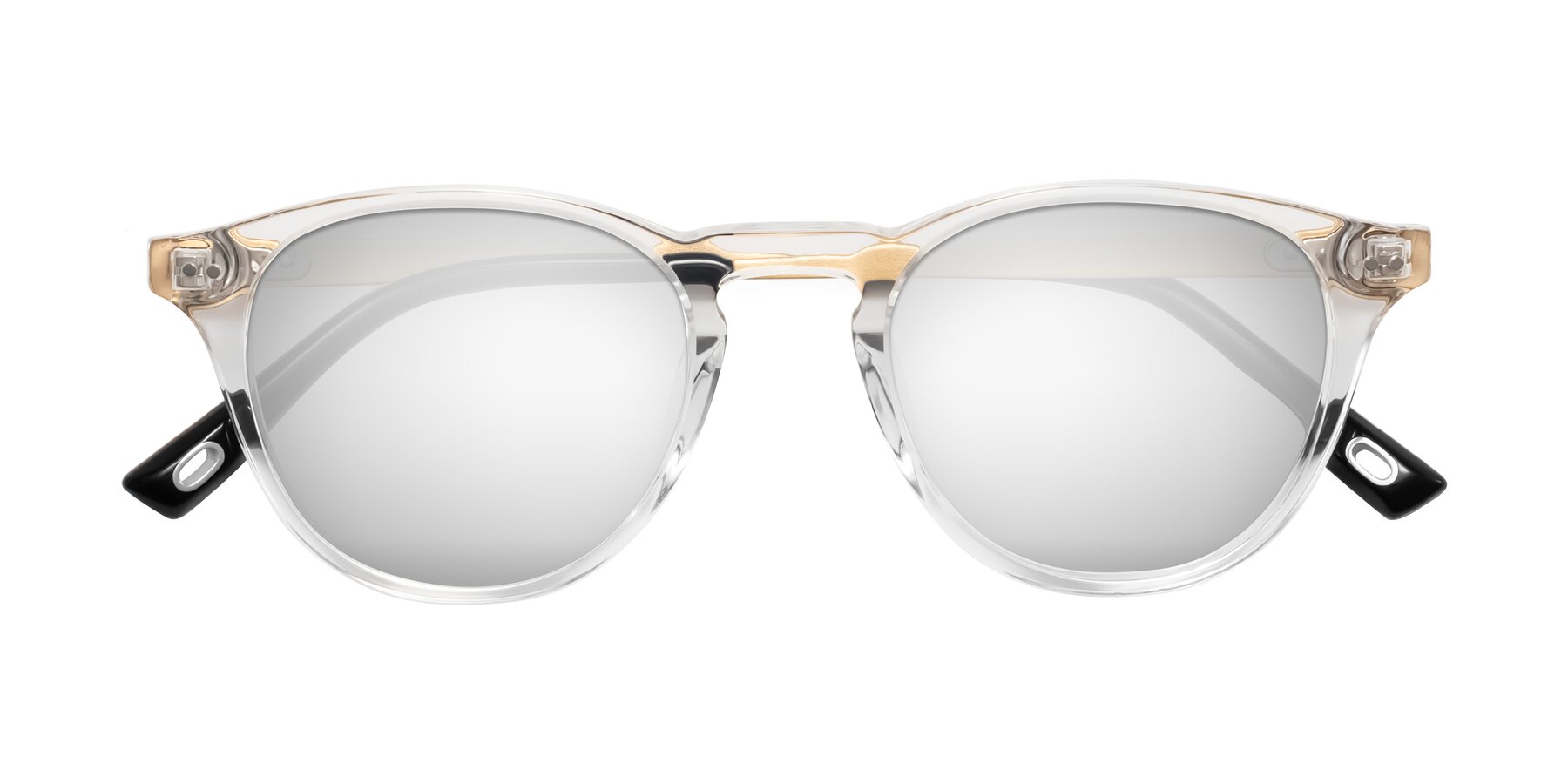 Folded Front of Orkid in Clear/Gold with Silver Mirrored Lenses