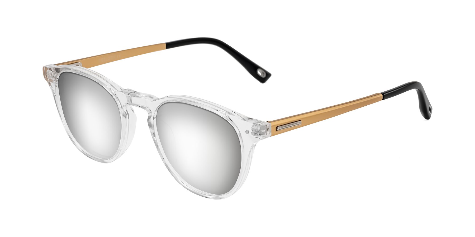 Angle of Orkid in Clear/Gold with Silver Mirrored Lenses