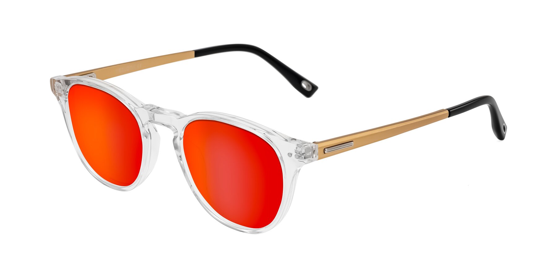 Angle of Orkid in Clear/Gold with Red Gold Mirrored Lenses