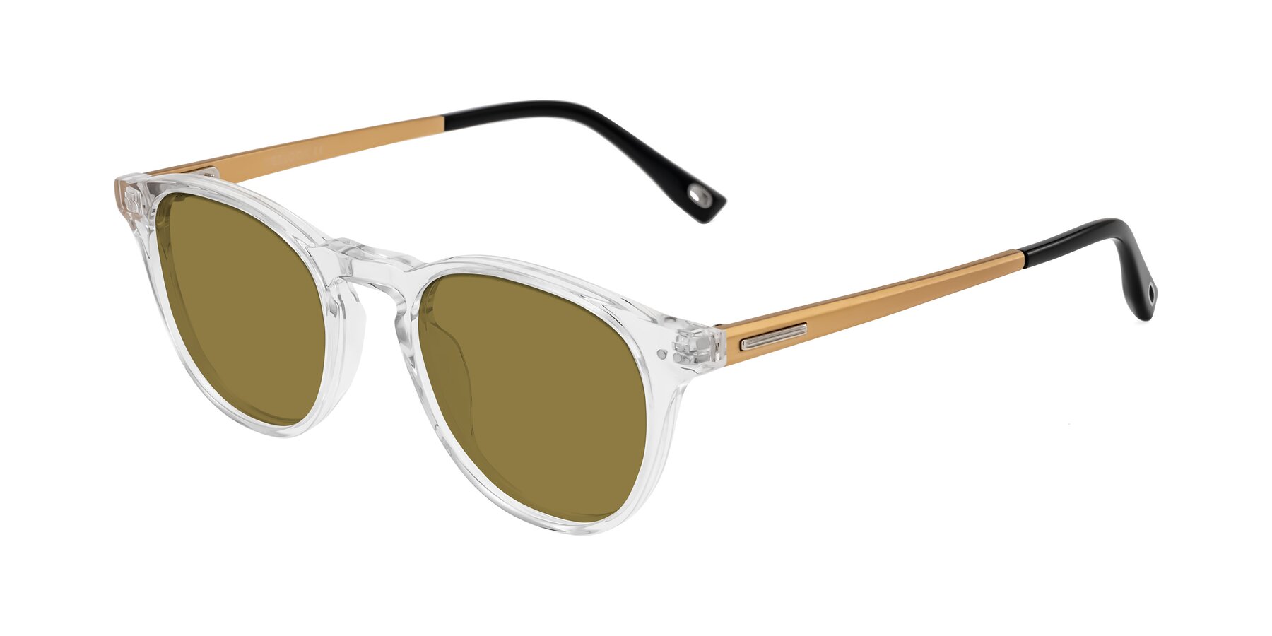 Angle of Orkid in Clear/Gold with Brown Polarized Lenses