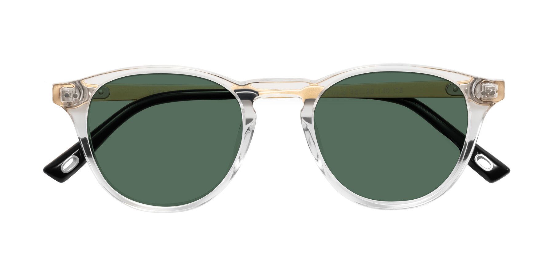 Folded Front of Orkid in Clear/Gold with Green Polarized Lenses