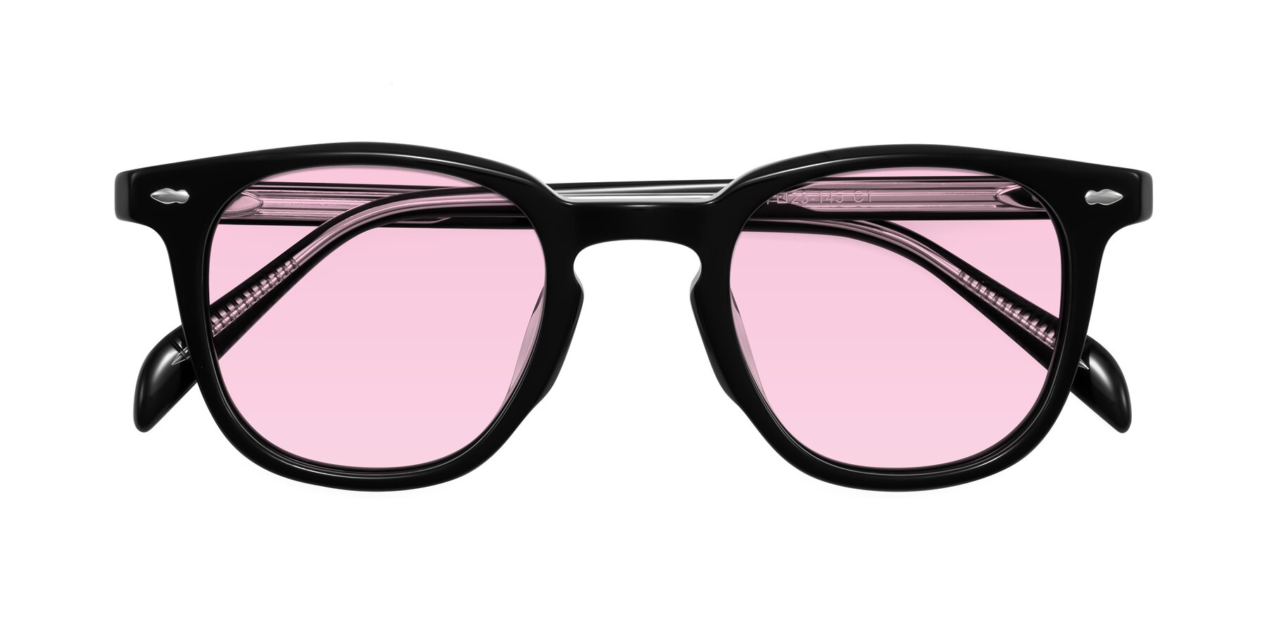 Folded Front of Palu in Black with Light Pink Tinted Lenses