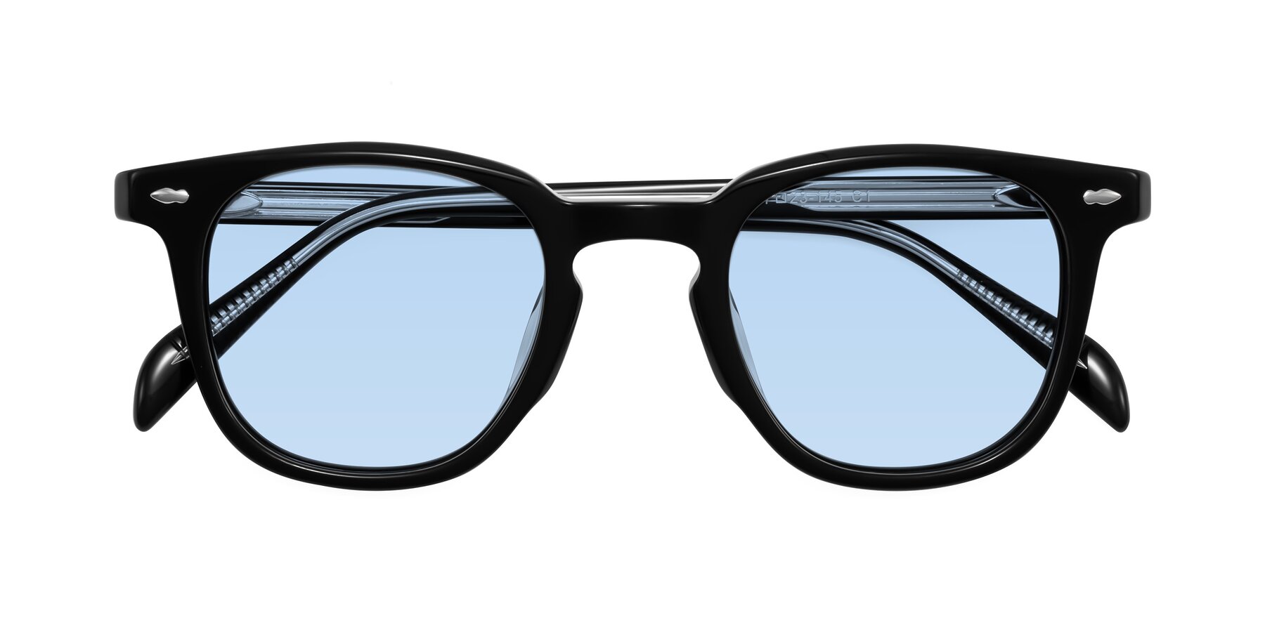 Folded Front of Palu in Black with Light Blue Tinted Lenses
