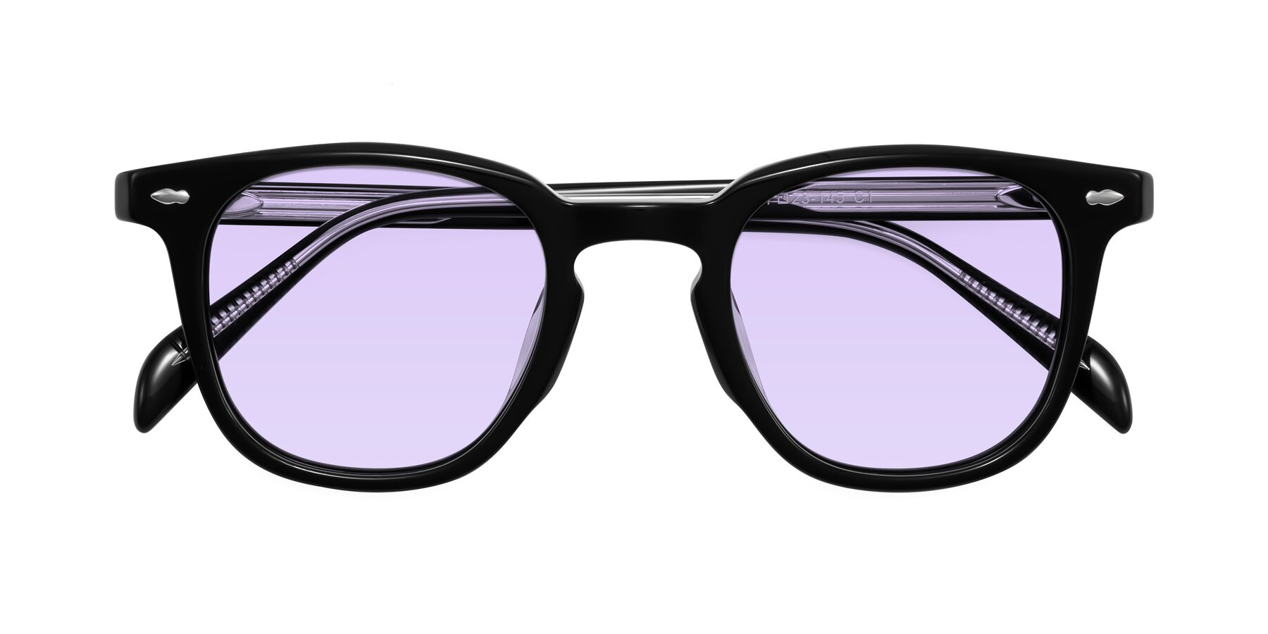 Folded Front of Palu in Black with Light Purple Tinted Lenses
