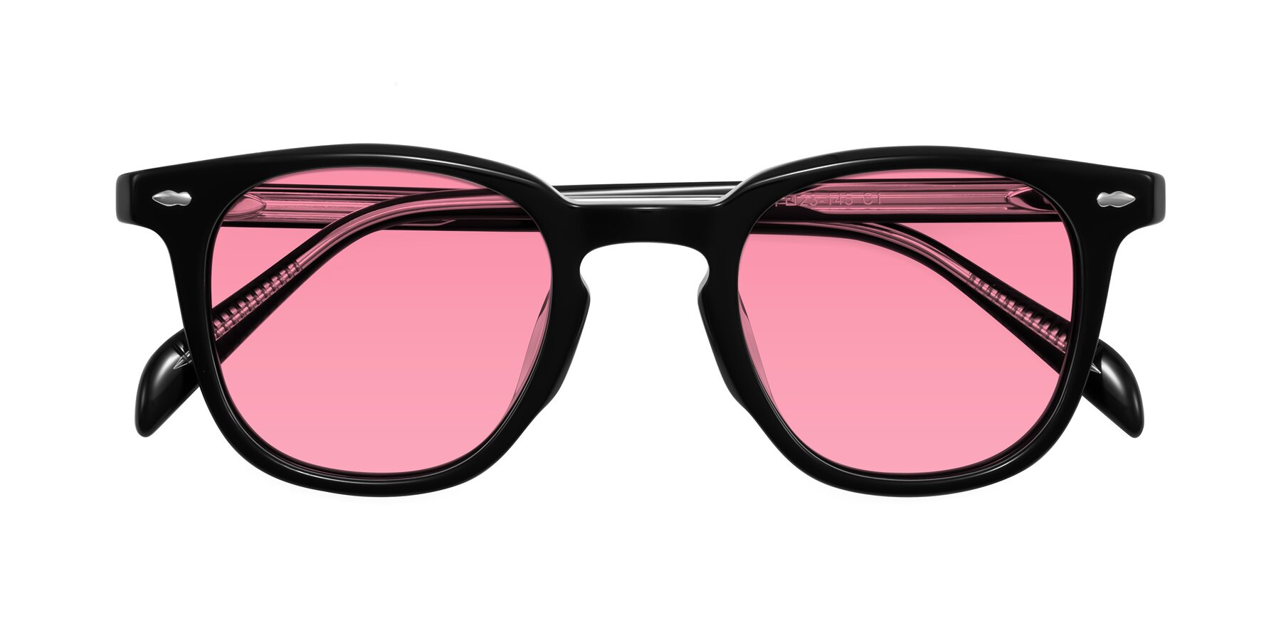 Folded Front of Palu in Black with Pink Tinted Lenses
