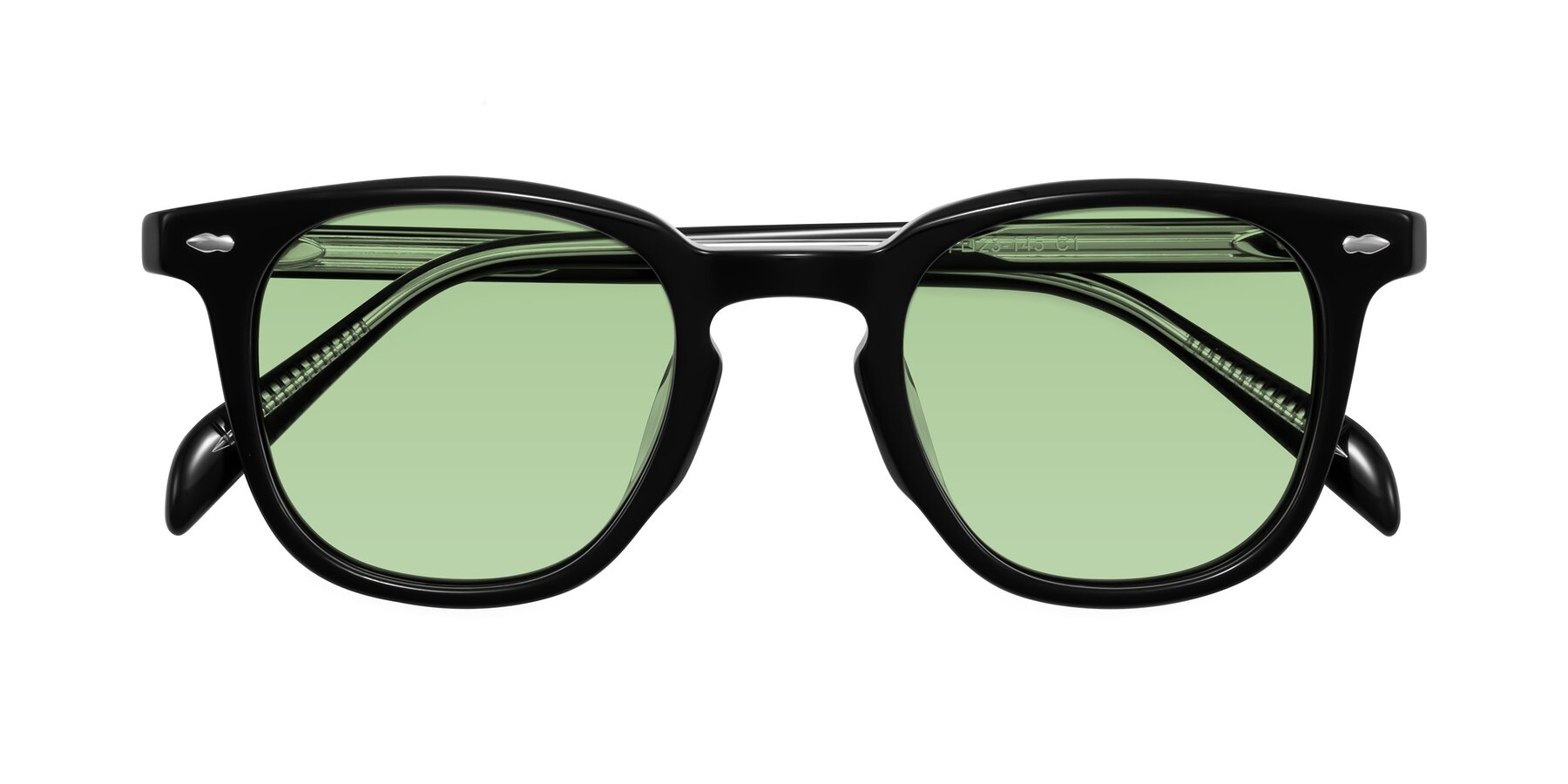 Folded Front of Palu in Black with Medium Green Tinted Lenses