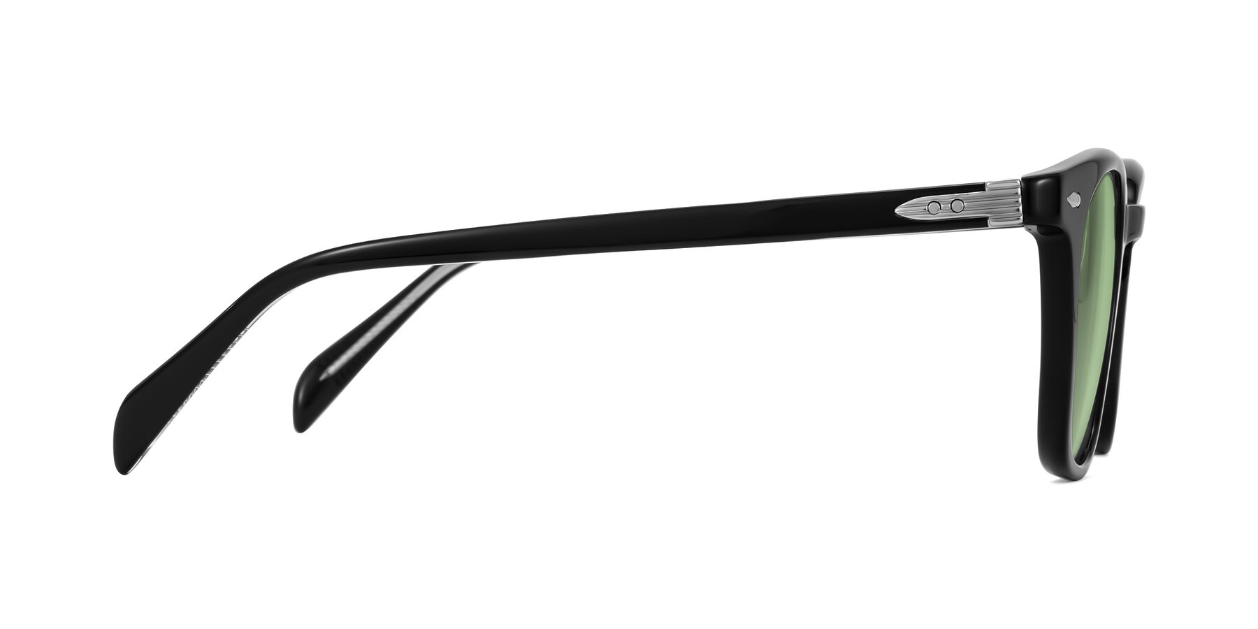 Side of Palu in Black with Medium Green Tinted Lenses