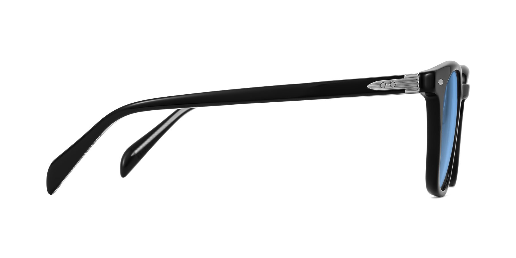 Side of Palu in Black with Medium Blue Tinted Lenses