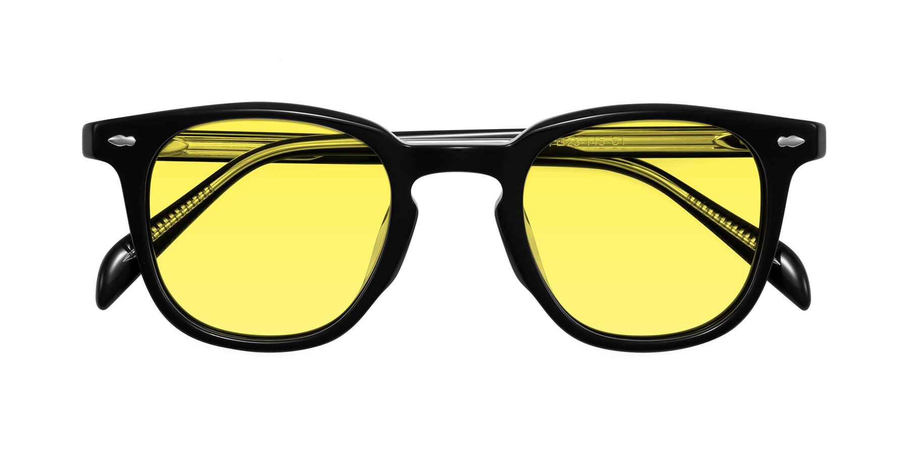 Folded Front of Palu in Black with Medium Yellow Tinted Lenses