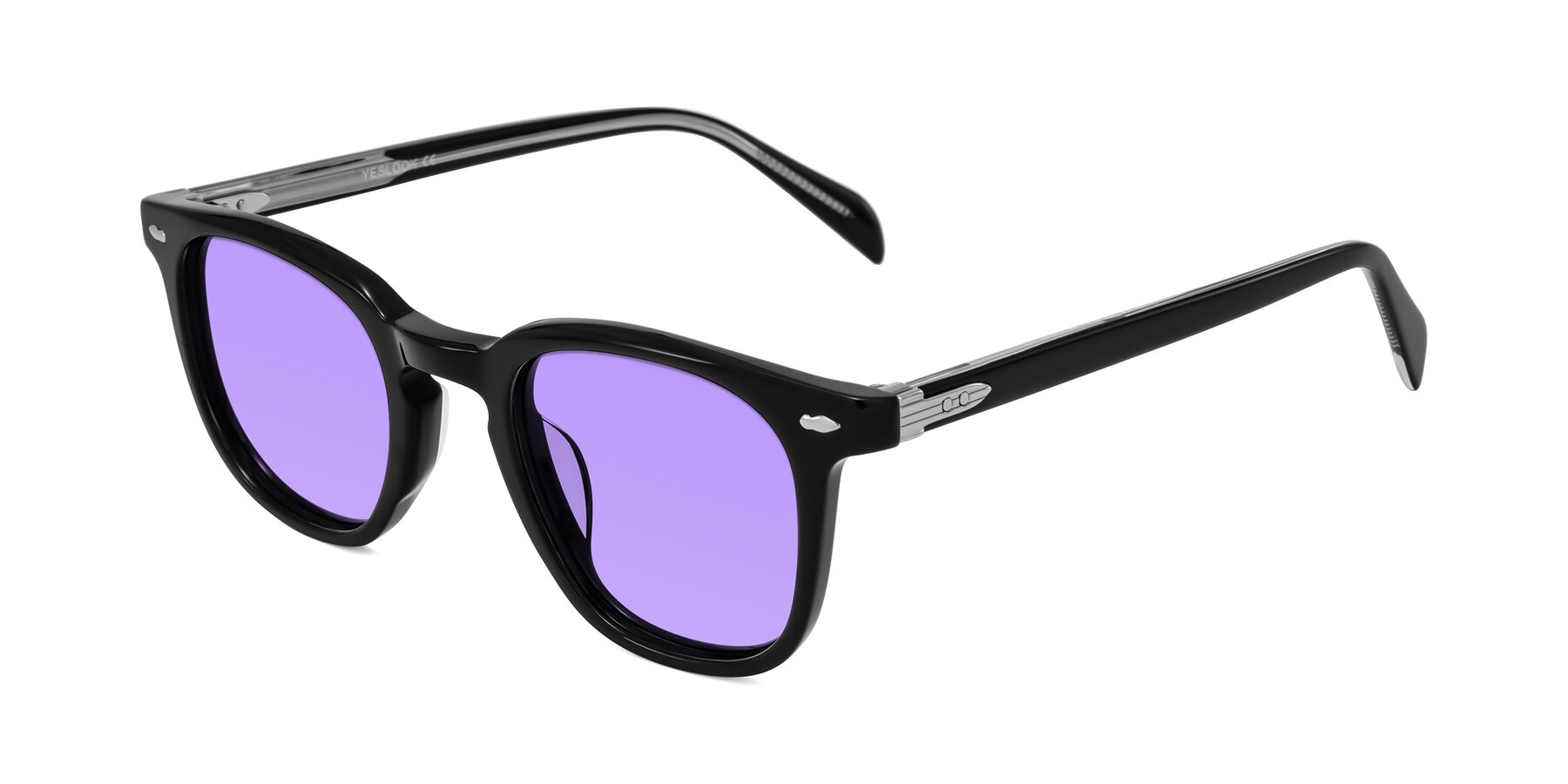 Angle of Palu in Black with Medium Purple Tinted Lenses