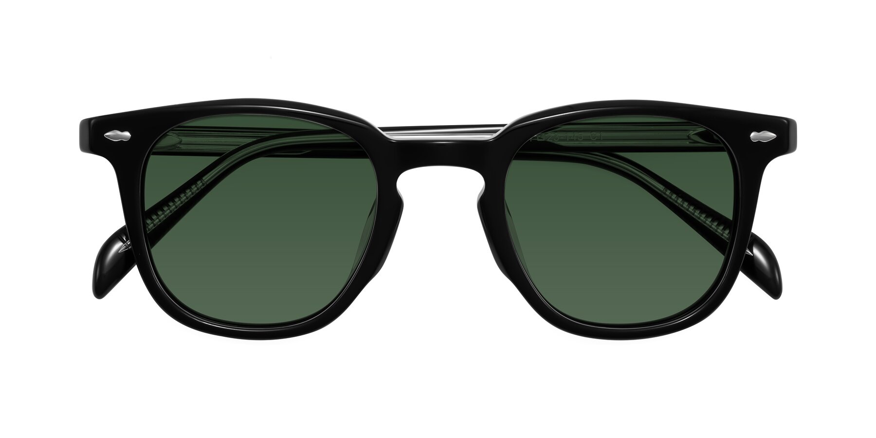 Folded Front of Palu in Black with Green Tinted Lenses