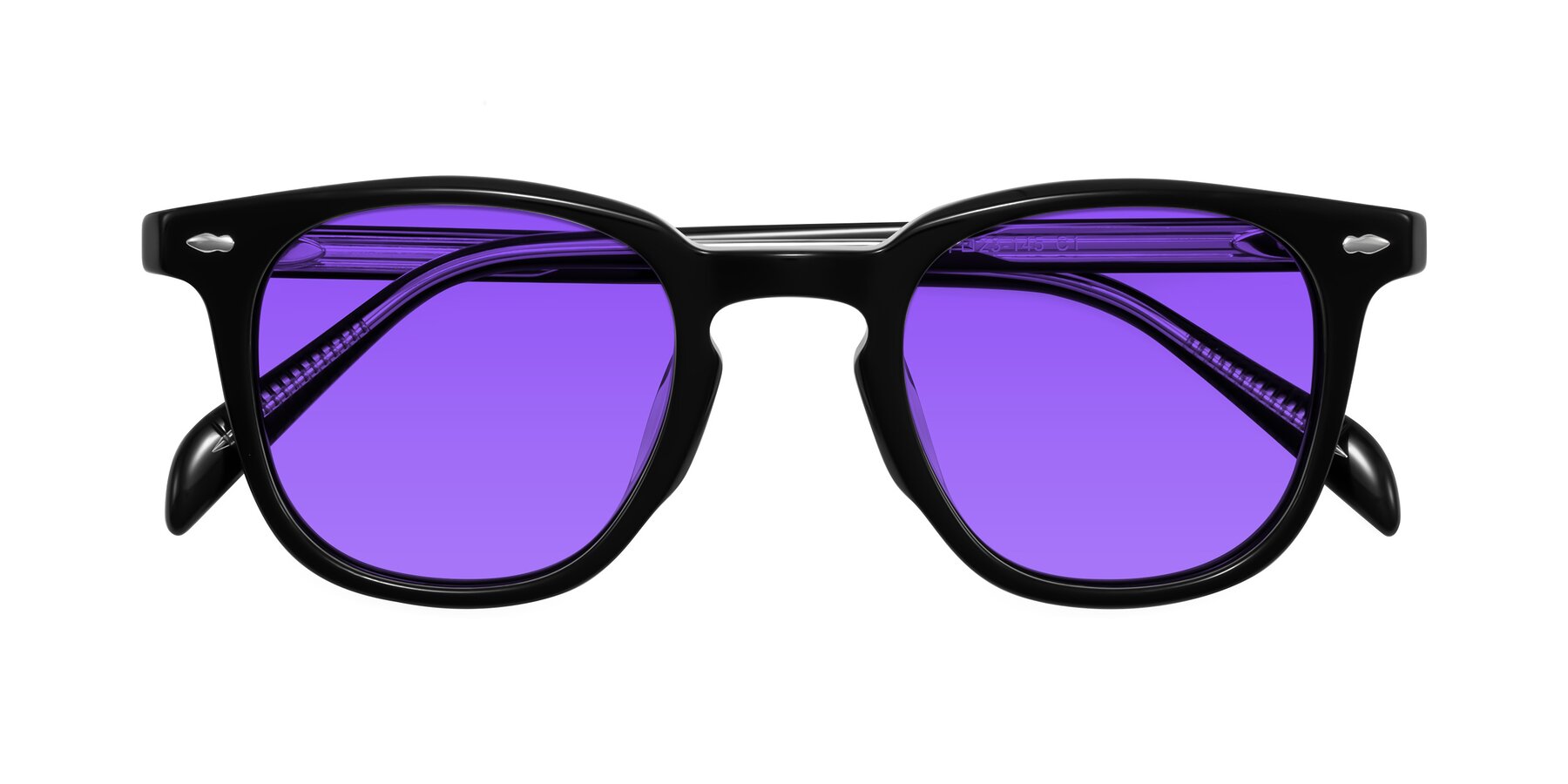 Folded Front of Palu in Black with Purple Tinted Lenses