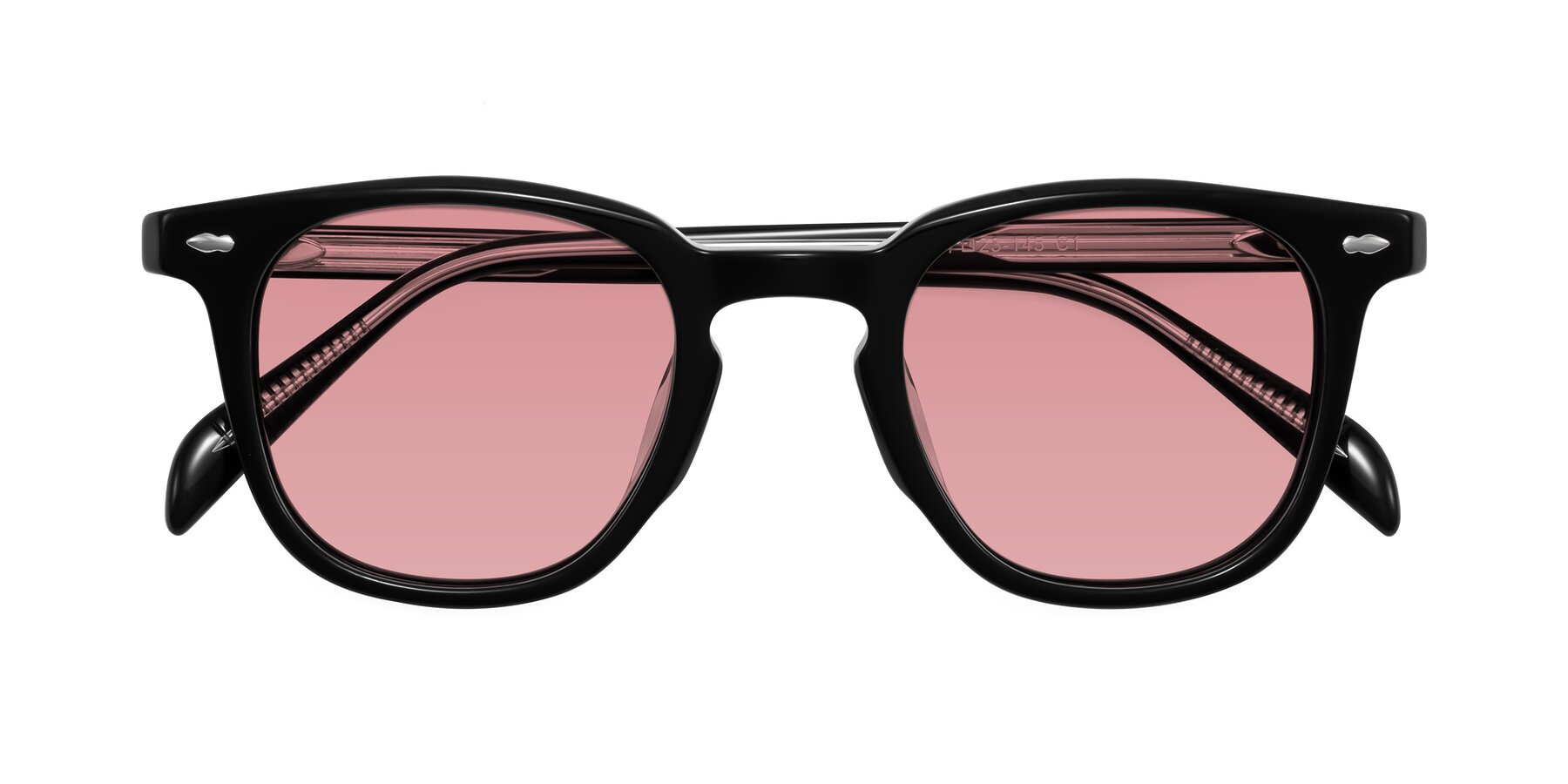 Folded Front of Palu in Black with Medium Garnet Tinted Lenses