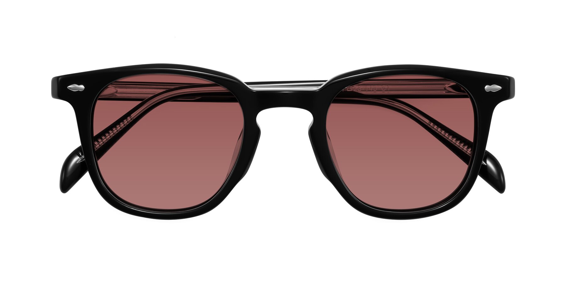 Folded Front of Palu in Black with Garnet Tinted Lenses