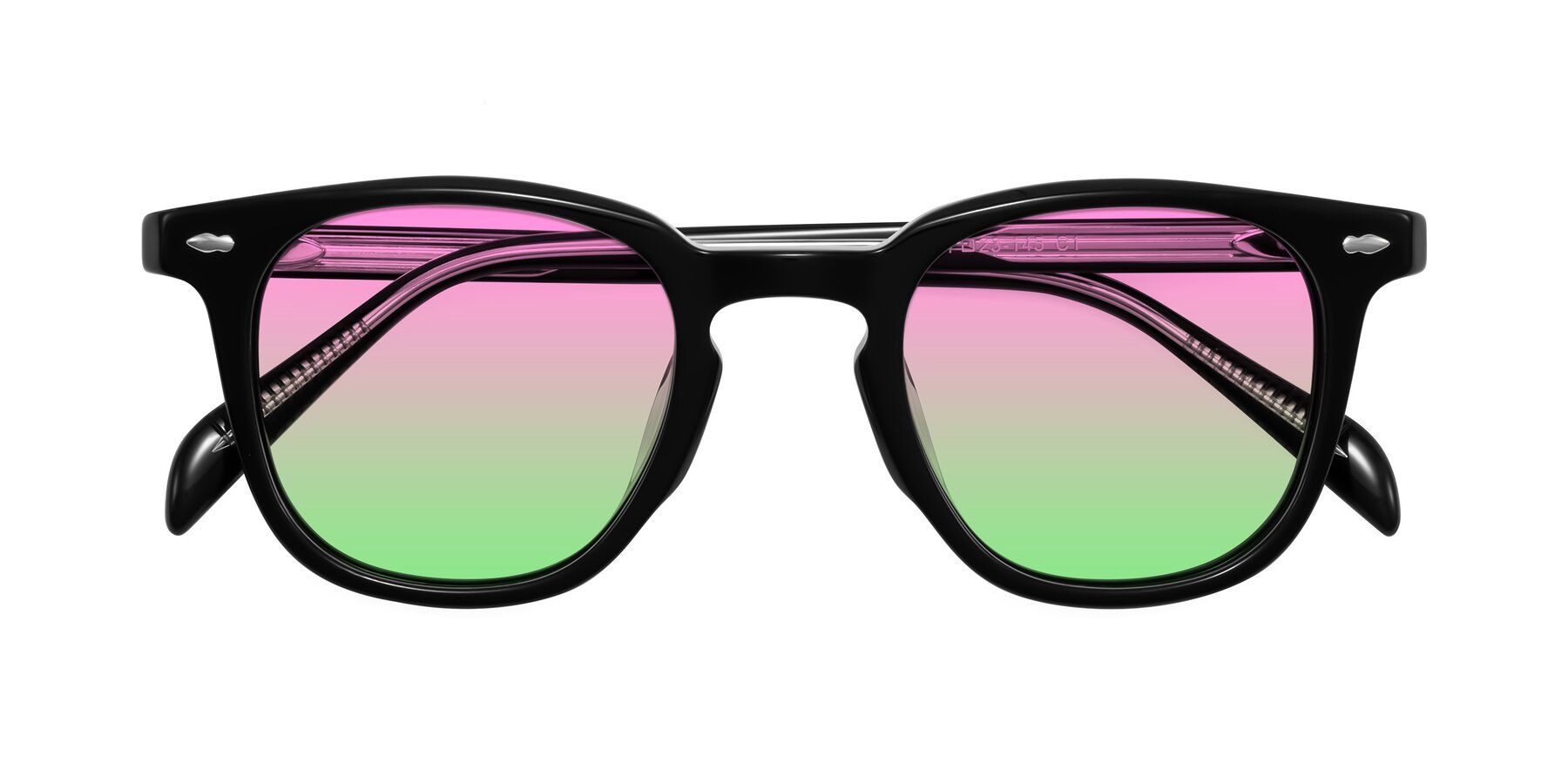 Folded Front of Palu in Black with Pink / Green Gradient Lenses