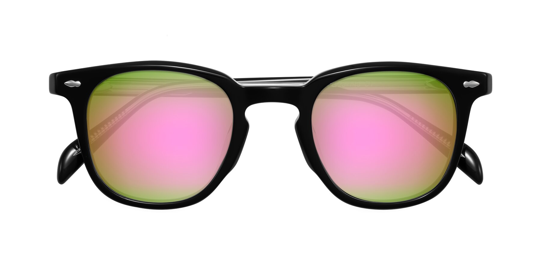 Folded Front of Palu in Black with Pink Mirrored Lenses