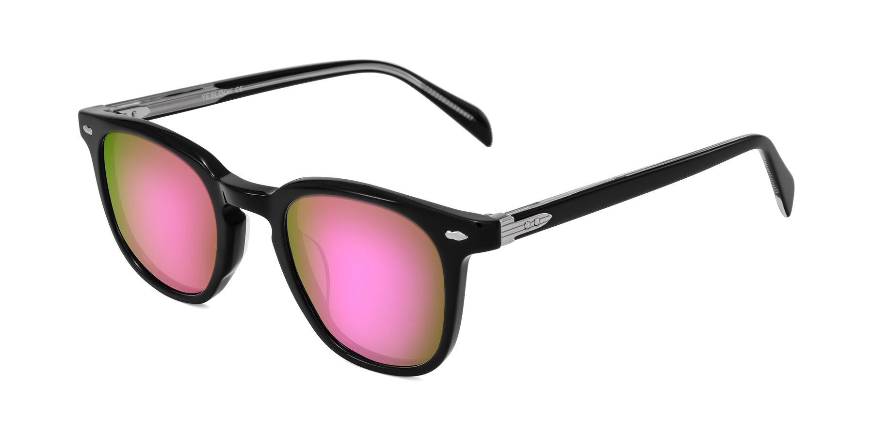 Angle of Palu in Black with Pink Mirrored Lenses