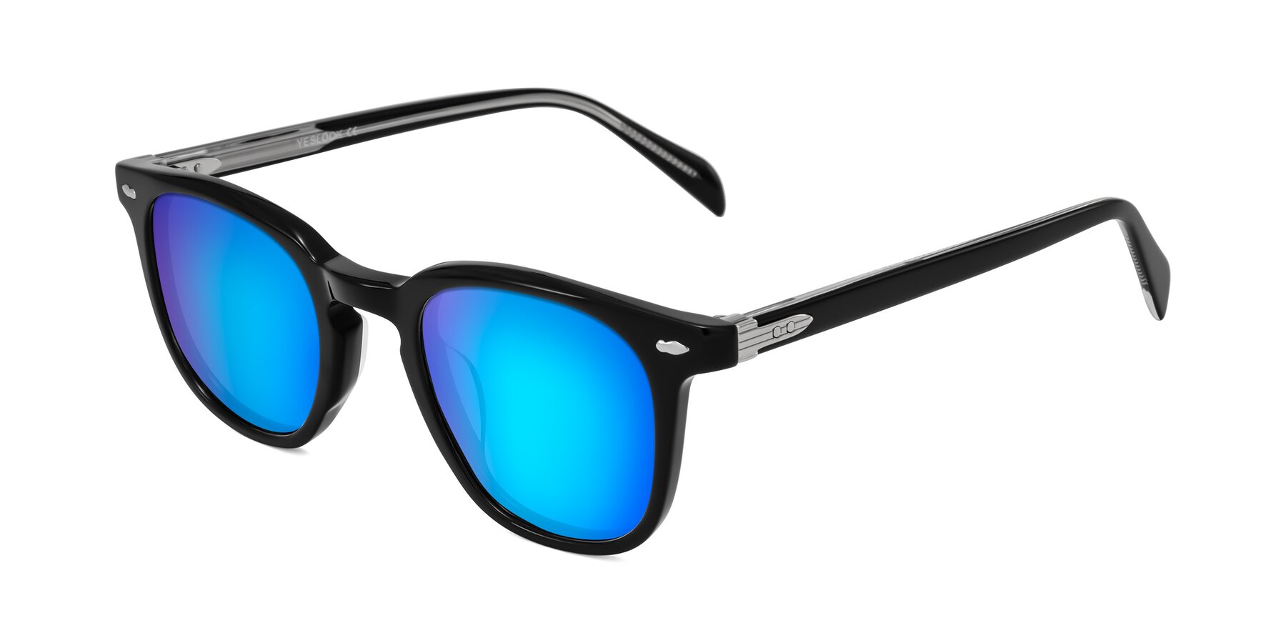 Angle of Palu in Black with Blue Mirrored Lenses