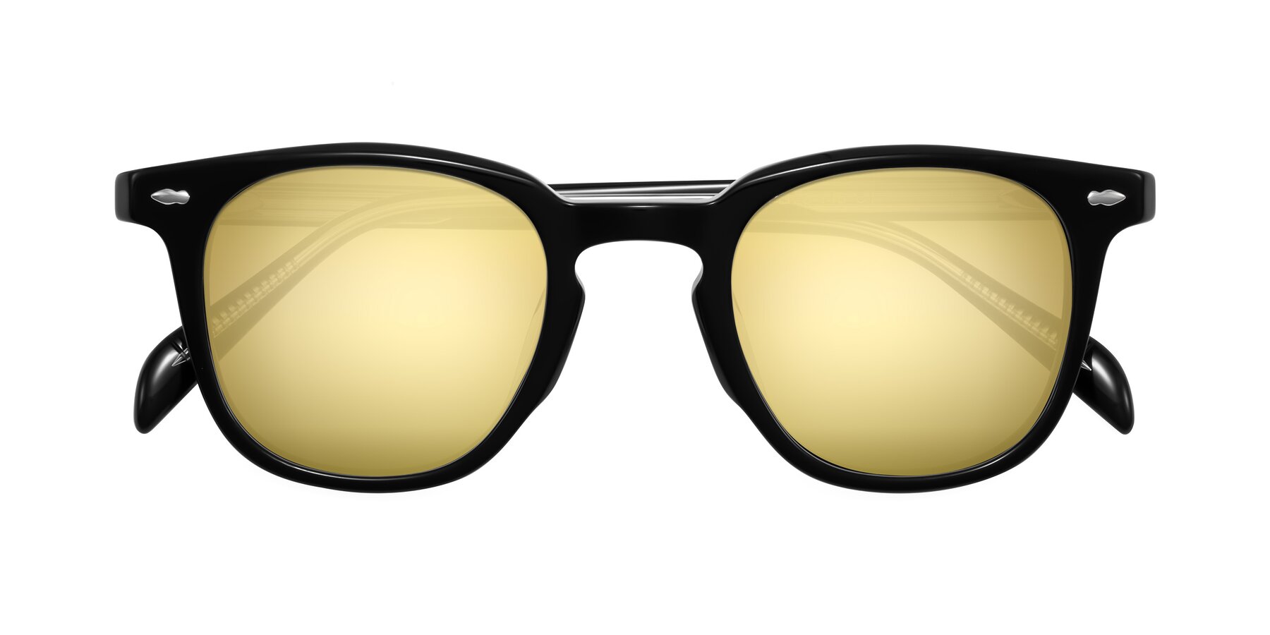 Folded Front of Palu in Black with Gold Mirrored Lenses