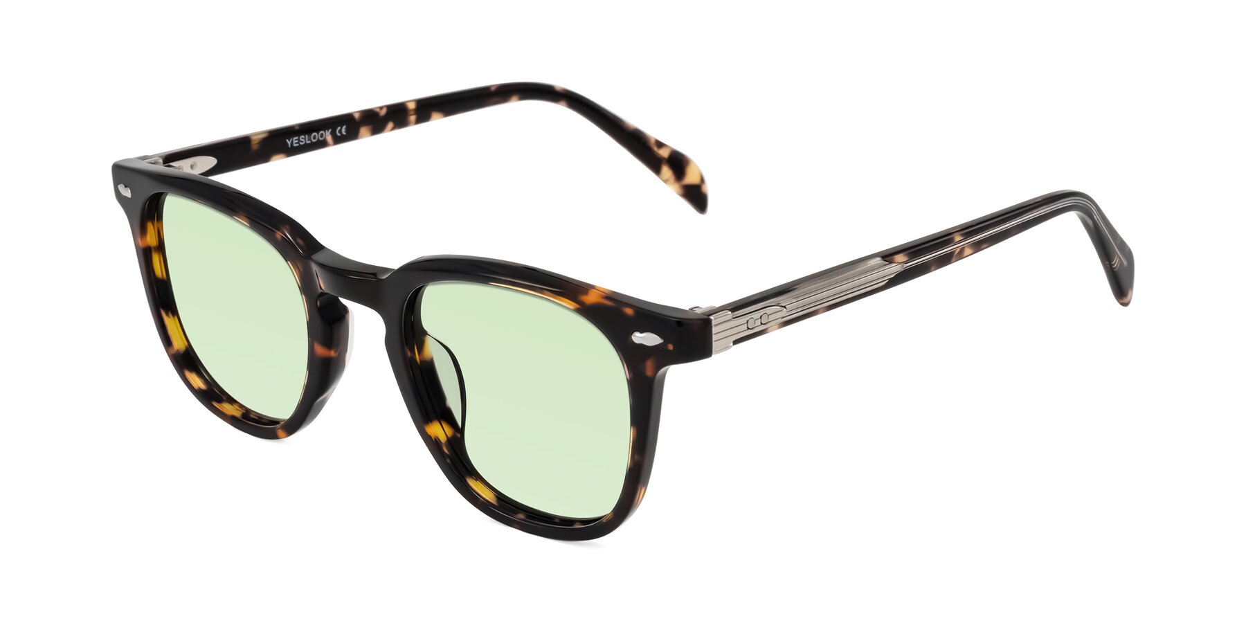 Angle of Palu in Tortoise with Light Green Tinted Lenses