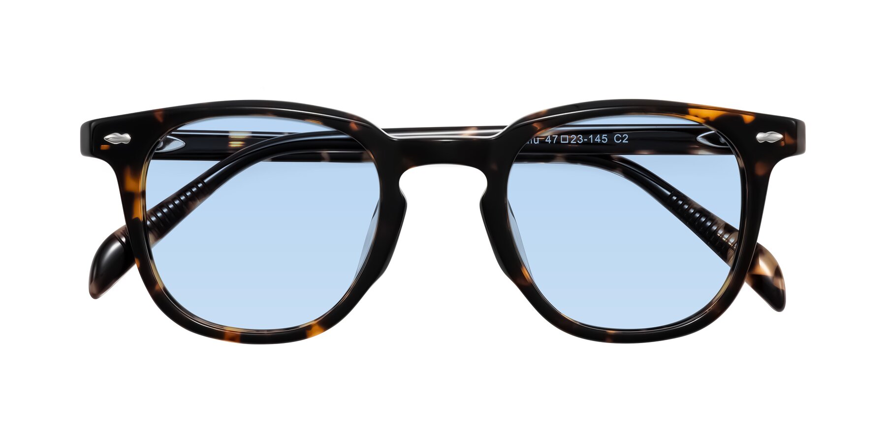 Folded Front of Palu in Tortoise with Light Blue Tinted Lenses