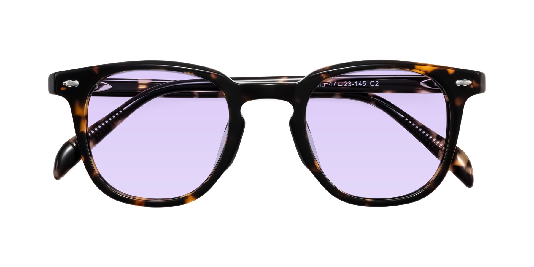 Folded Front of Palu in Tortoise with Light Purple Tinted Lenses