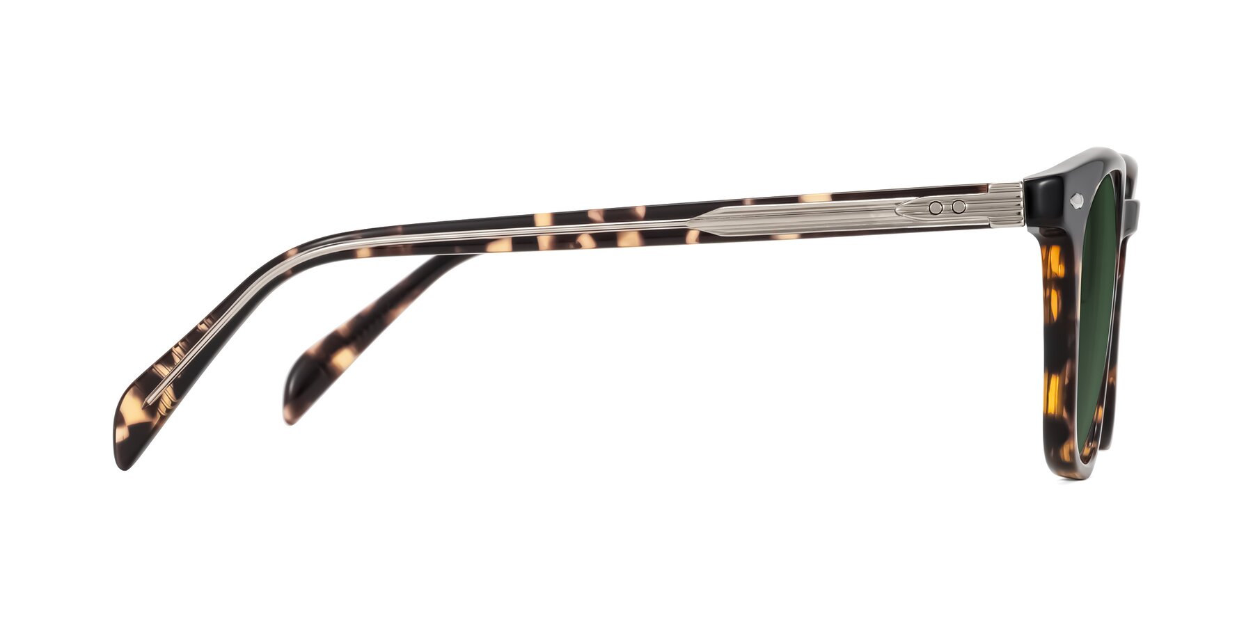 Side of Palu in Tortoise with Green Tinted Lenses