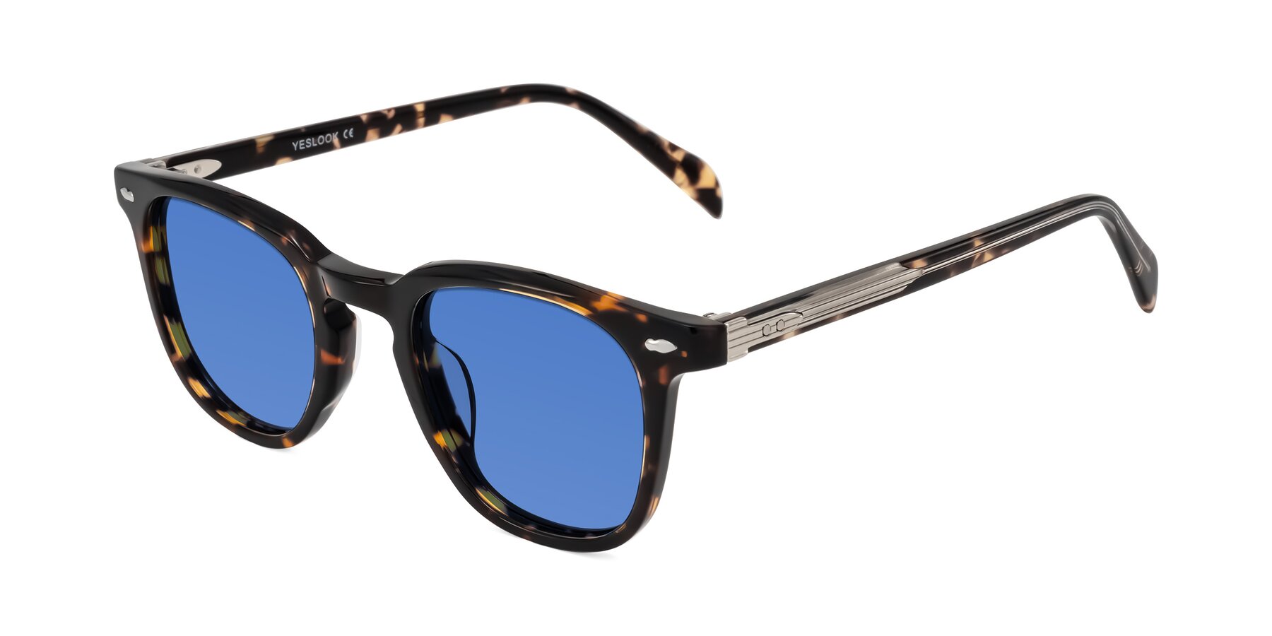 Angle of Palu in Tortoise with Blue Tinted Lenses