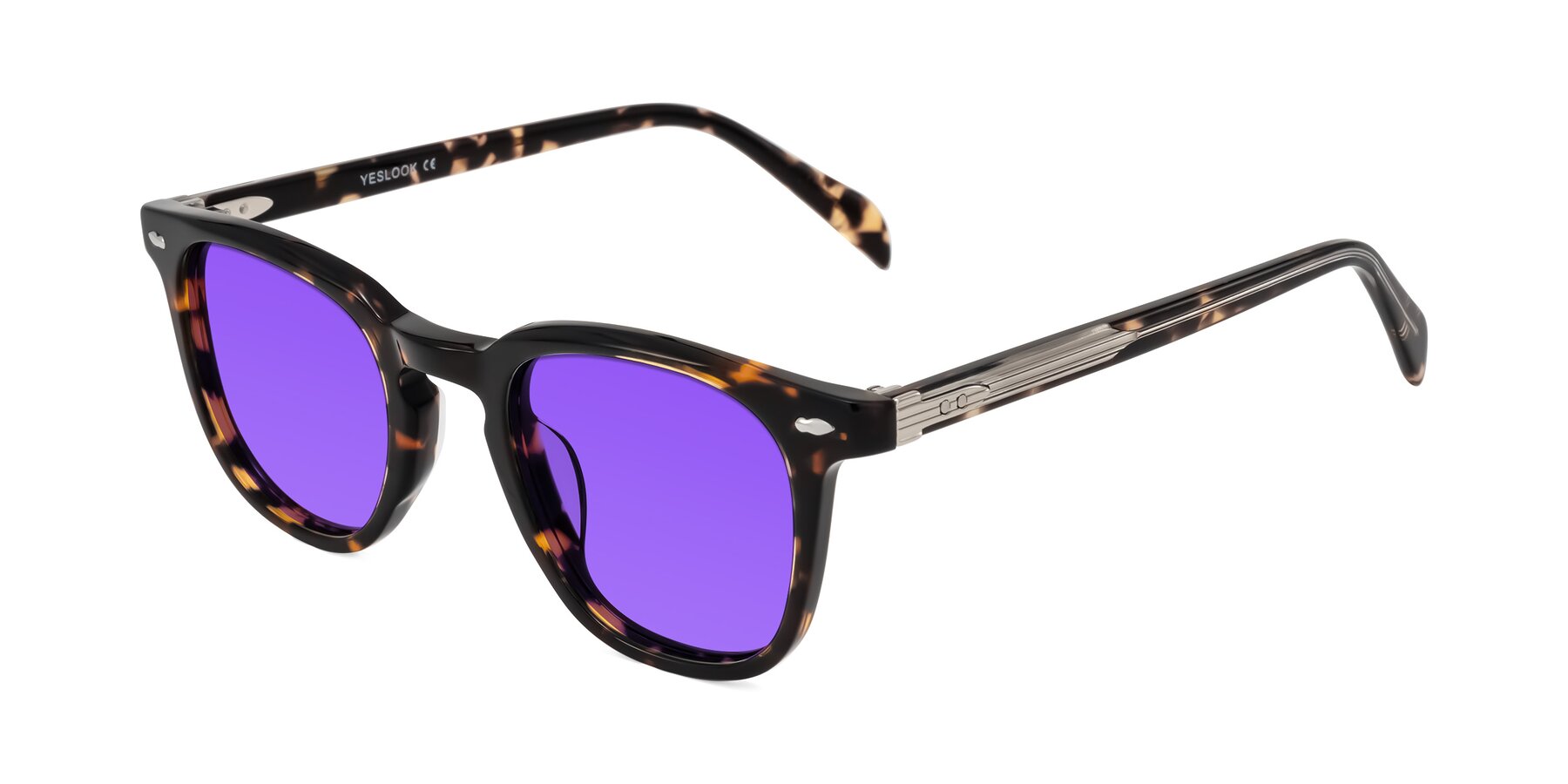 Angle of Palu in Tortoise with Purple Tinted Lenses