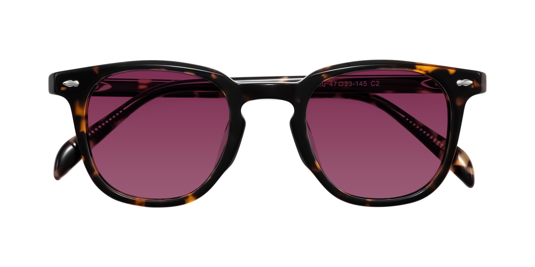 Folded Front of Palu in Tortoise with Wine Tinted Lenses