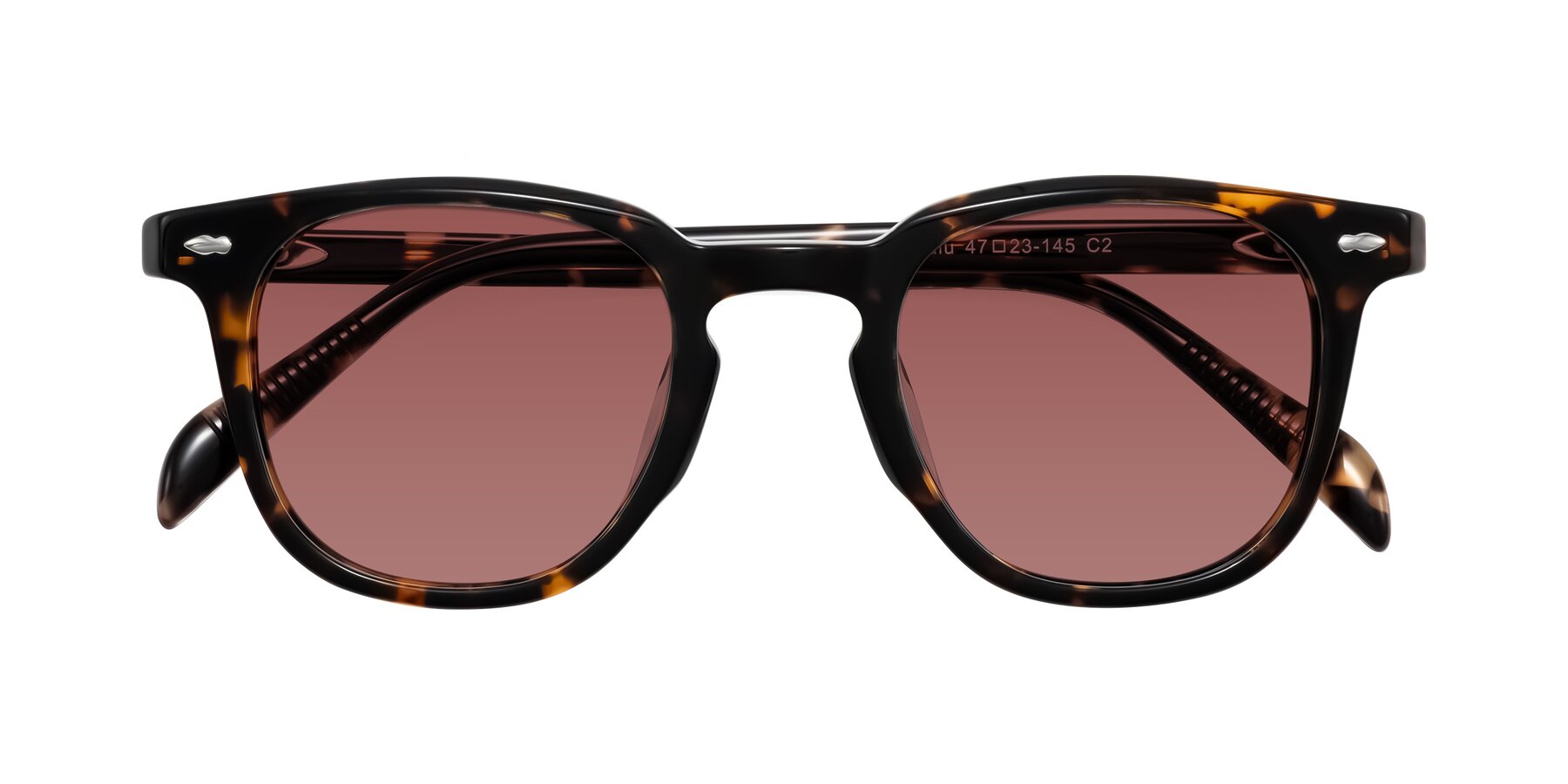 Folded Front of Palu in Tortoise with Garnet Tinted Lenses