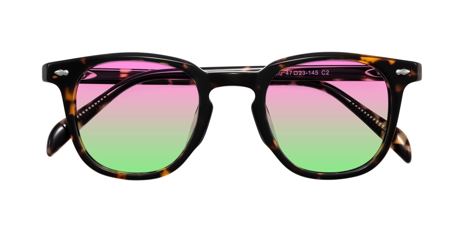 Folded Front of Palu in Tortoise with Pink / Green Gradient Lenses